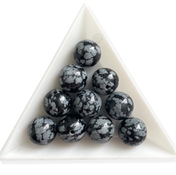 12 mm Snowflake Obsidian - 4 stk.